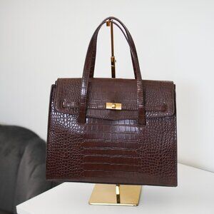 BRAND NEW MANGO BAG IN BROWN CROC